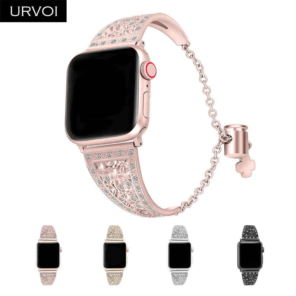 URVOI band для Apple Watch цепочка серия 6 SE 5 4 3 21 браслет с резьбой девочек наручная манжета