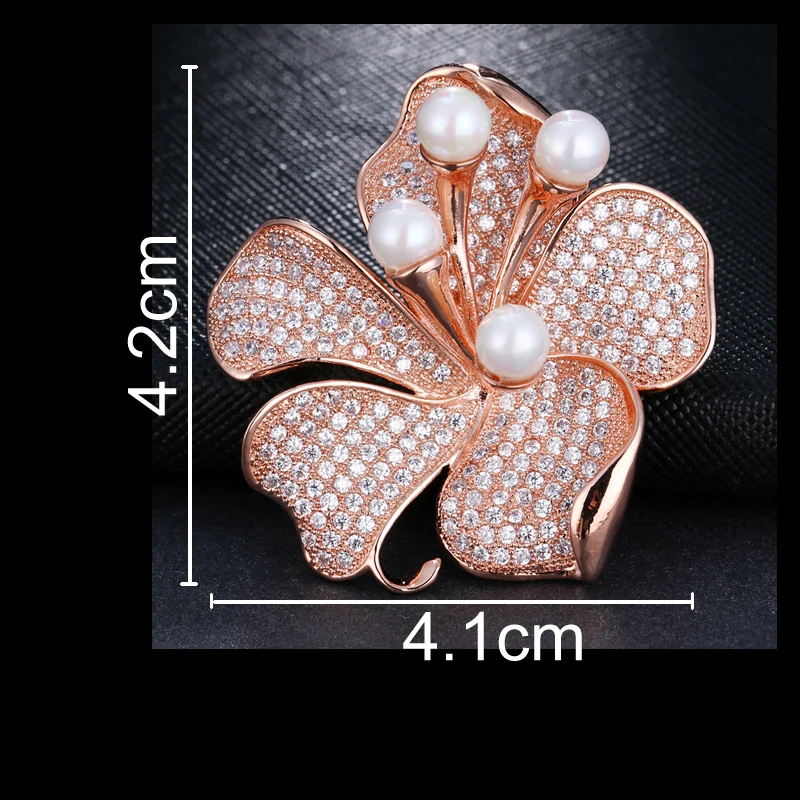 Женская брошь ручной работы из белого золота/розового золота с фианитами|brooches for
