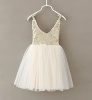 new hot children baby dress gold sequined lace sling white tutu dresses for party wedding clothing size 2 6y vestido infantil