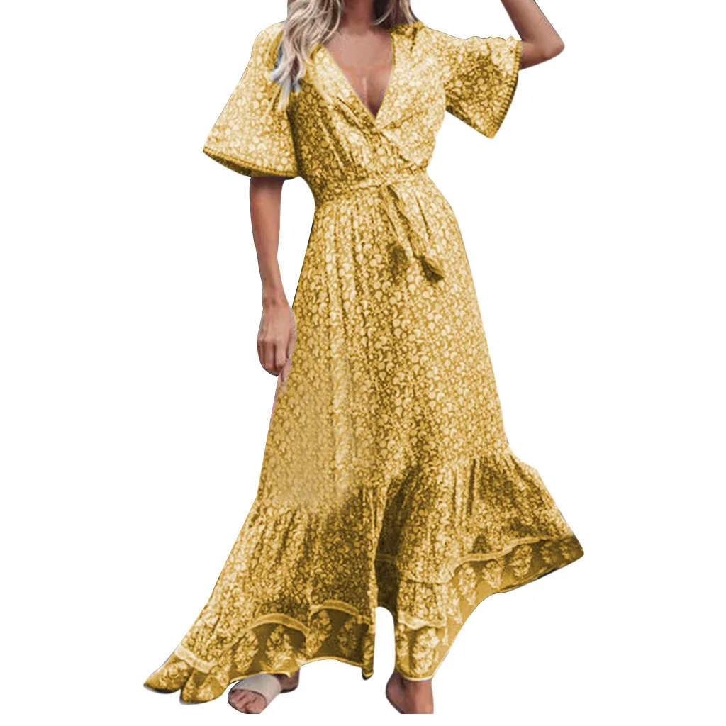 Женское винтажное платье макси JAYCOSIN с глубоким v образным вырезом коротким