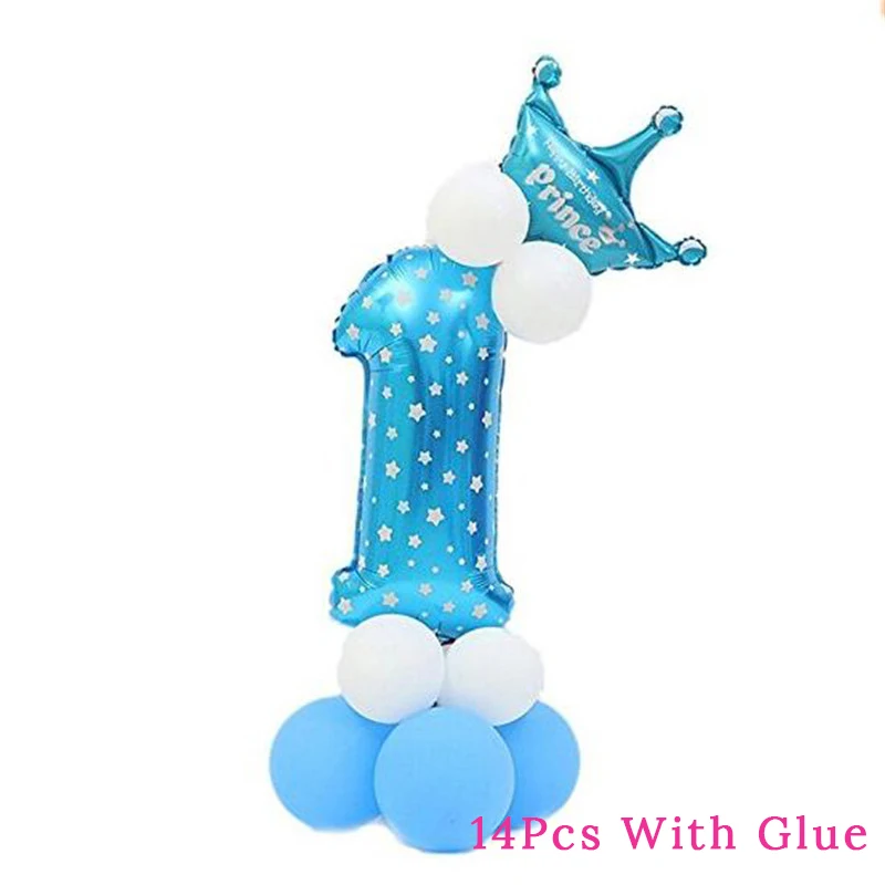 pink number 1 set WEIGAO First Birthday Photo Clips Banner Garlands One Year Old Blue 1 Number Balloons Baby Shower Boy Birthday Decor Supplies - Цвет: pink number 1 set