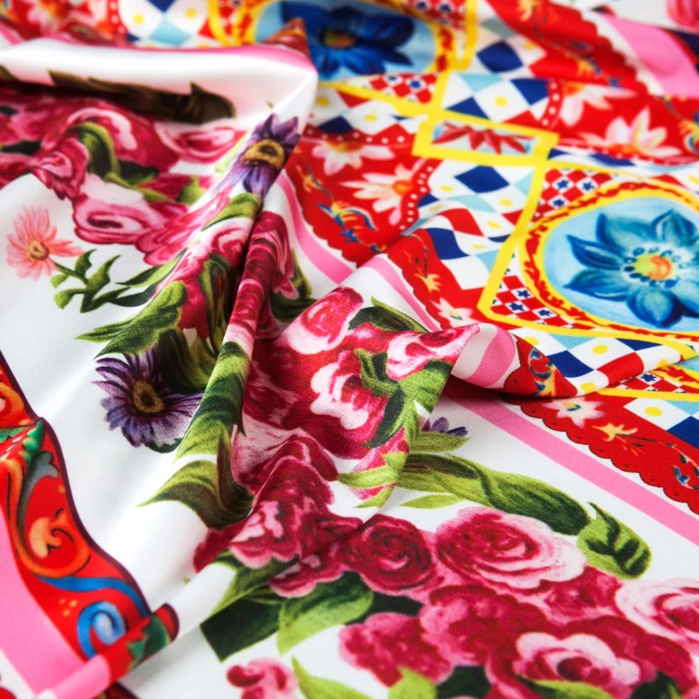 Модная атласная шифоновая ткань Couture из искусственного шелка цифровые цветные