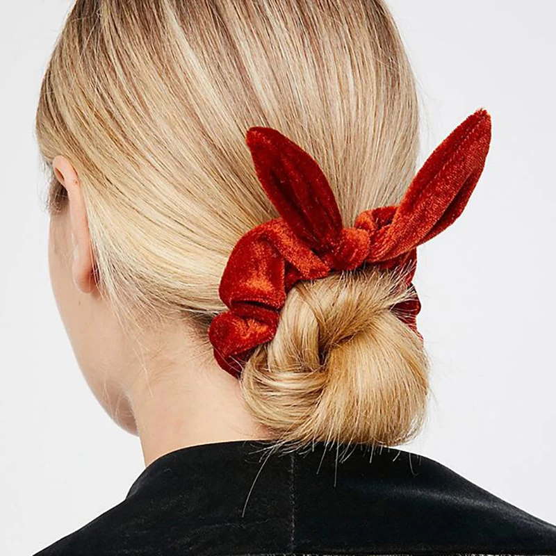 Мягкий сплошной цвет лук узел бархатные волосы Scrunchie эластичные резинки для волос конский хвост держатель Scrunchies галстук волос резинка для волос