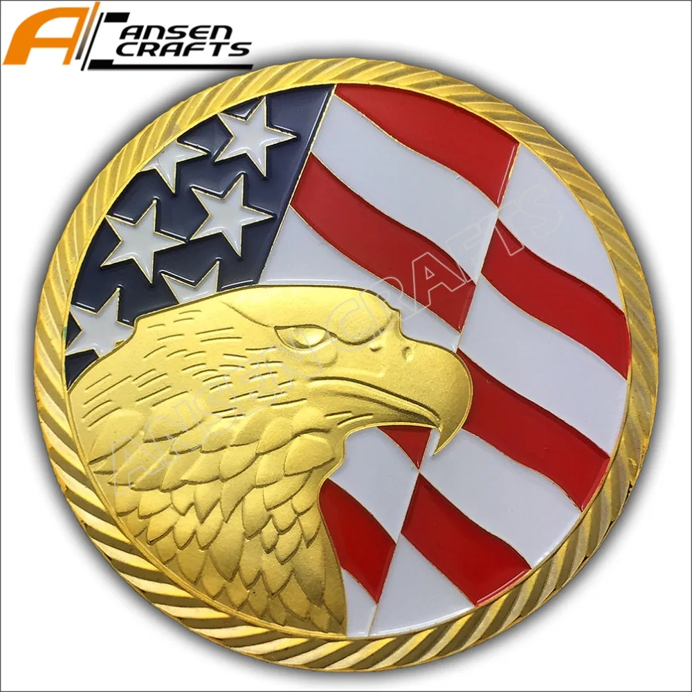 

United States Eagle Liberty Justice Of Gold Plated Challenge Coin