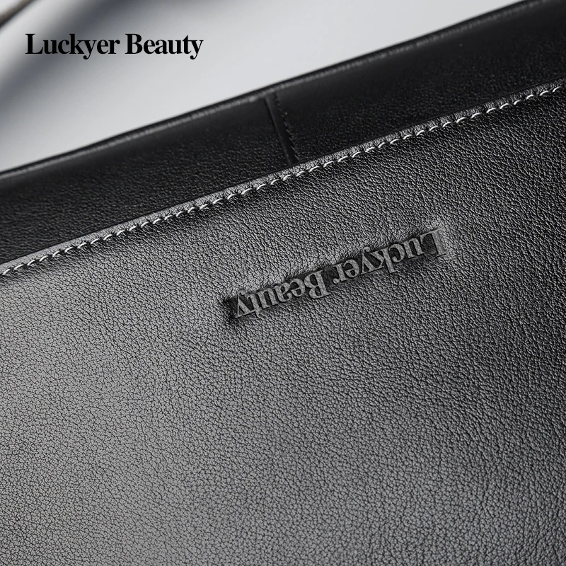 LUCKYER BEAUTY 100% натуральная кожа мужская сумка-мессенджер повседневная черная сумка