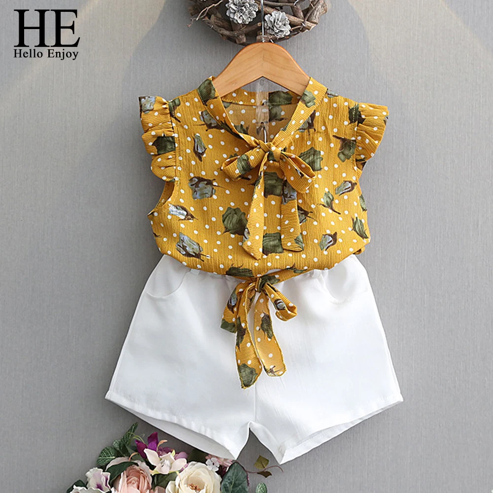 HE Hello Enjoy/Летняя одежда для маленьких девочек шифоновая рубашка в горошек без
