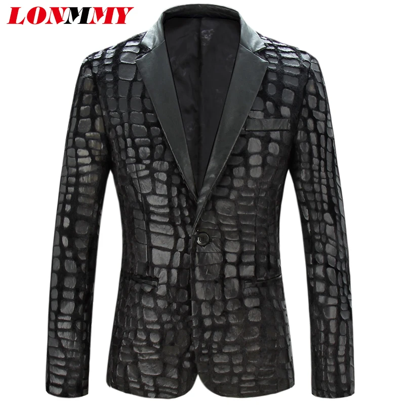 LONMMY M-4XL мужские спортивные пиджаки и куртки с узором крокодиловая кожа Модные