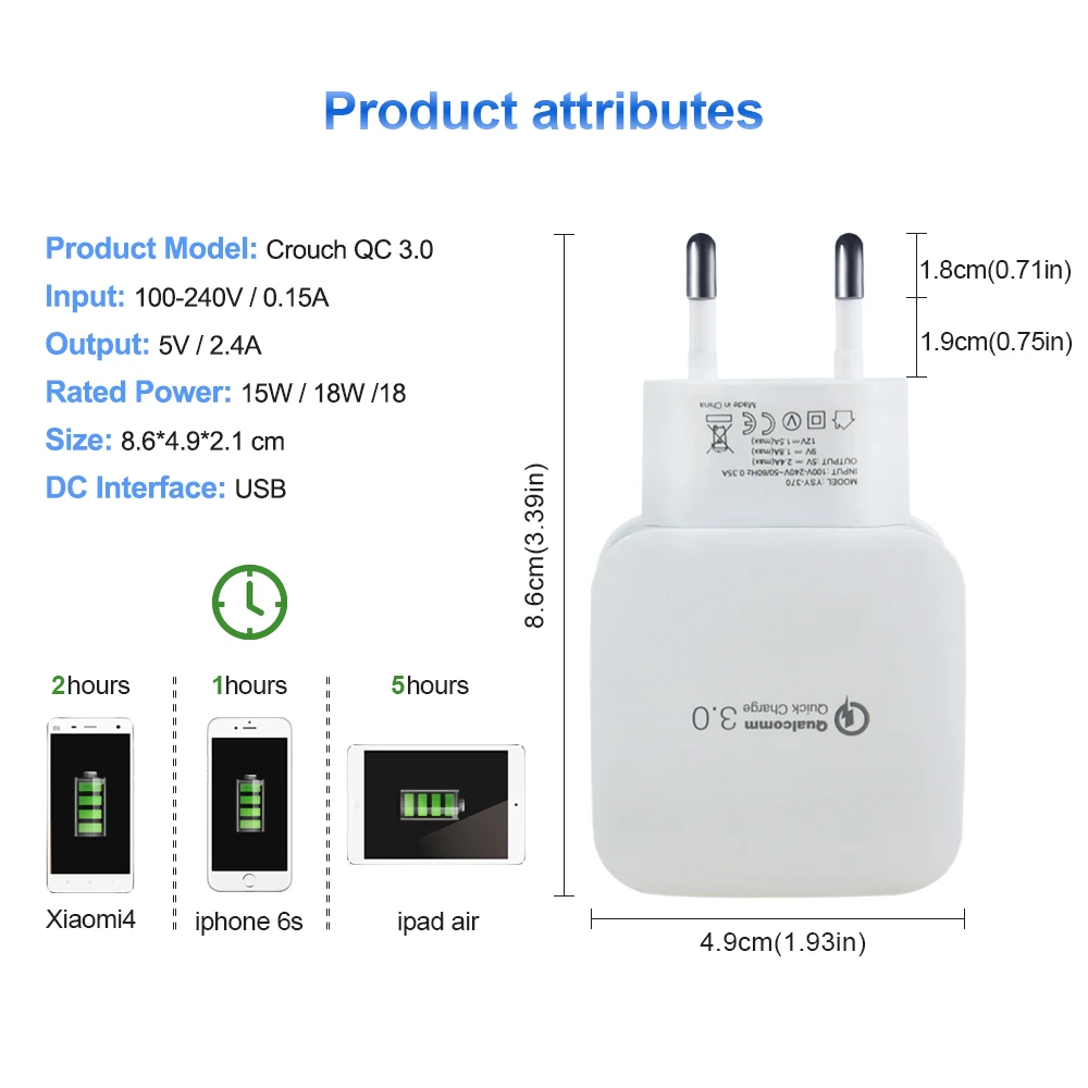 A.S USB зарядное устройство Quick Charge 3 0 быстрое QC3.0 адаптер для мобильных телефонов