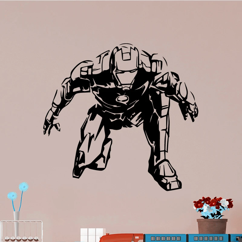 

Free Shipping Iron Man Wall Sticker Wall Art Decor for Living Room Bedroom Decoration Wall Decals Waterproof Home Decoration