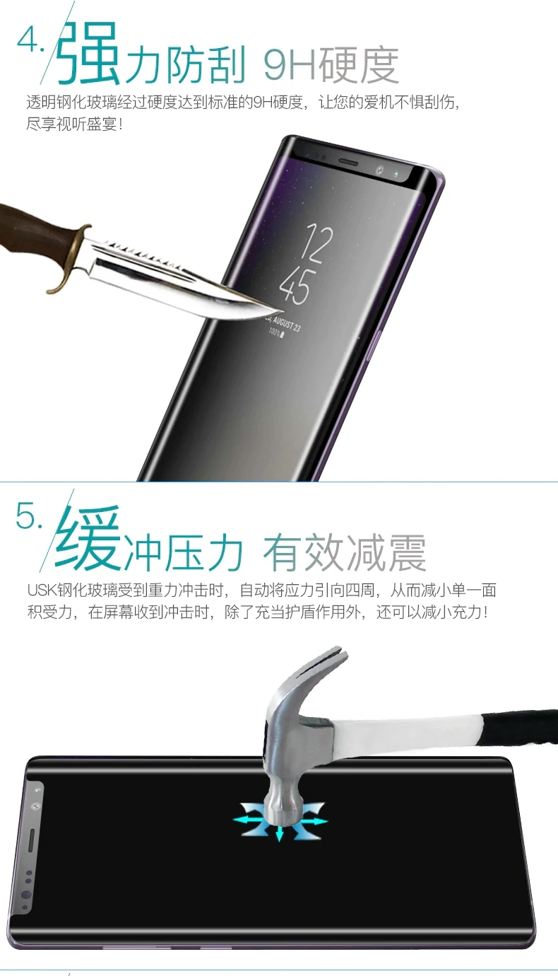 100 шт 3D изогнутый прозрачный чехол из закаленного стекла для samsung S10 plus S8 S9 Plus Note 8 9 Защита экрана Взрывозащищенная