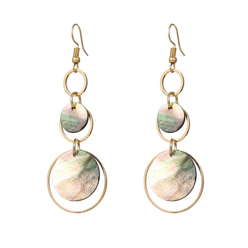 Женские богемные серьги подвески простые длинные висячие золотого и
