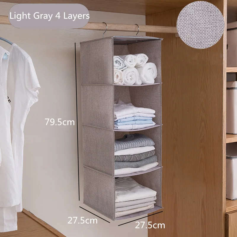 Light Gray 4 Layers Подвесной ящик дизайн хлопчатобумажная линия+ стальная сумка для хранения Прочный моющийся подвесной органайзер для рубашки Нижнее белье 1 шт. шкаф для хранения - Цвет: Light Gray 4 Layers