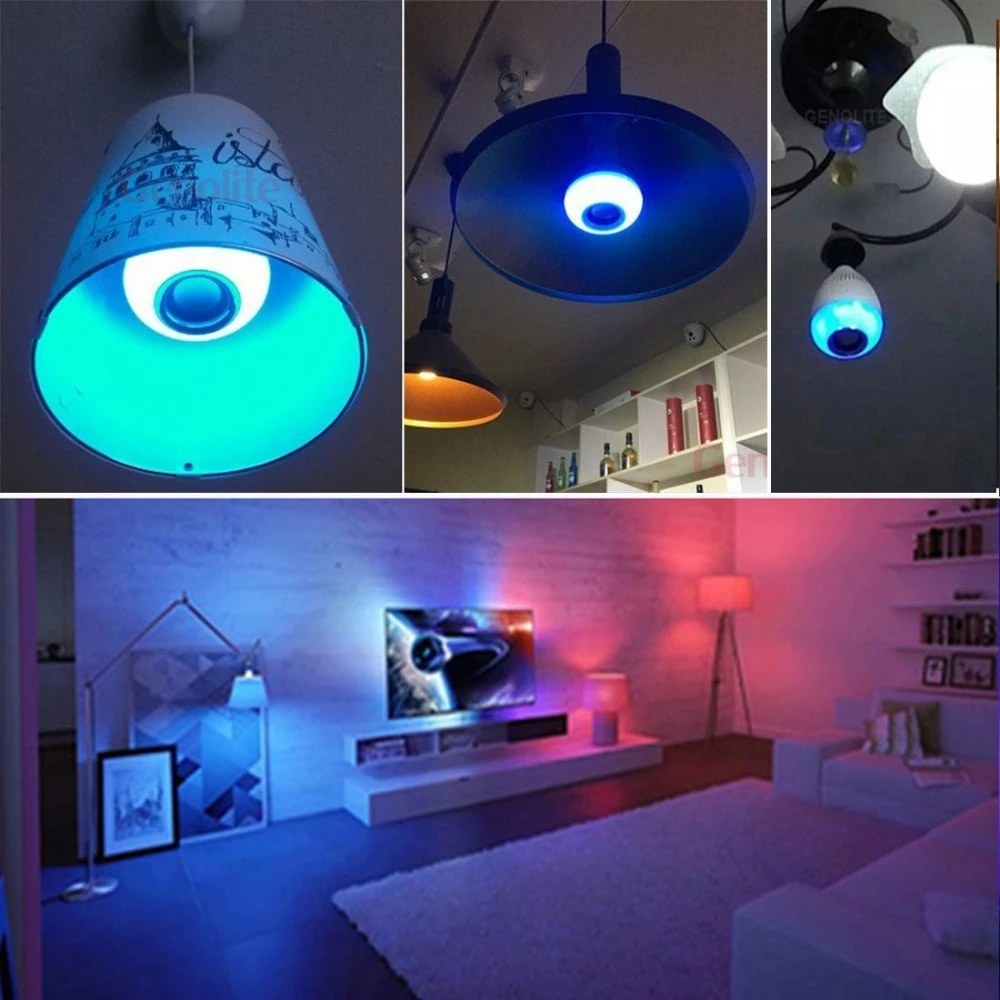 Беспроводная bluetooth колонка YWXLight E27 12 Вт RGB Светодиодная лампа 220 в аудио умная