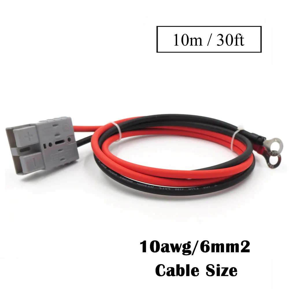 30ft 6.0mm2 Cable SH50 штекер 50A 600V Удлинительный кабель 0,3 м 1 м 2 м 3 м 5 м 10 м Солнечный кабель подключения 2,5/4/6mm2 с M8 терминал кольцо Батарея болт tab - Цвет: 30ft 6.0mm2 Cable