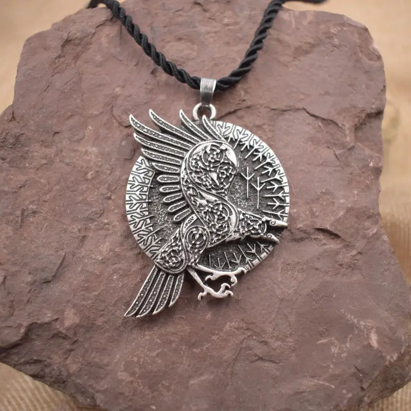 chain style 3 Валькнут Ворон узлы Ворон Круглые Подвески норвежский викинг украшения руны талисман SanLan - Окраска металла: chain style 3