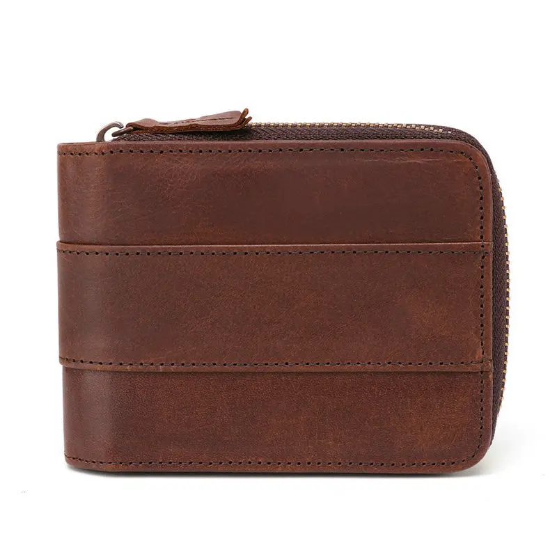 Chocalate Men Wallet GENODERN из натуральной кожи Для мужчин кошелек с держатель для карт Монета Сумка Винтаж молния мужской кошелек в ретро-стиле для Для мужчин с подарочной упаковкой - Цвет: Chocalate Men Wallet