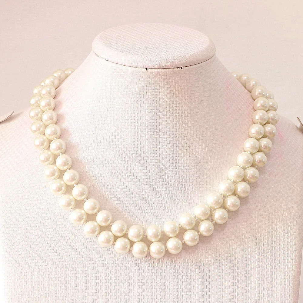 

Natural white freshwater round charms pearl 8-9mm classical beads diy necklace jewelry making 36 inch B669