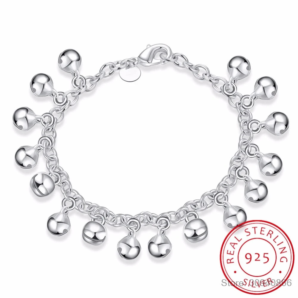 Бренд LEKANI, хорошее ювелирное изделие, женский браслет с подвеской, 925 пробы, серебро, Роло, ручная цепочка, маленький браслет колокольчик, браслет для женщин и девушек