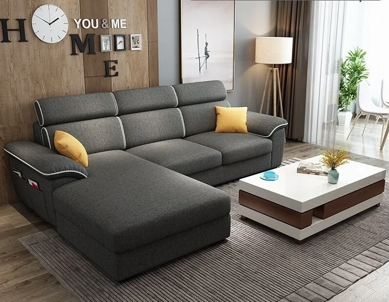 Easylive домашний тканевый секционный диван съемный моющийся удобный мягкий для гостиной - Цвет: Темно-серый