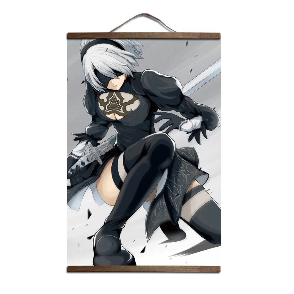 NieR: Automata игра плакат для HD Холст Плакаты украшение интерьера живопись с твердой древесины Висячие свиток-продавец - Цвет: 6
