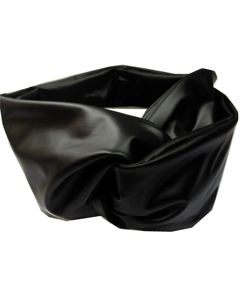 T175196 2017 new classic solid soft pu leather turban headband hair accessories custom color for women |