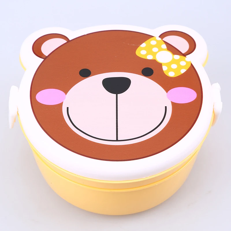 WHISM двухслойный Bento Box Портативный пластиковый милый мультяшный контейнер для хранения еды микроволновая печь Ланч-бокс для детей и взрослых