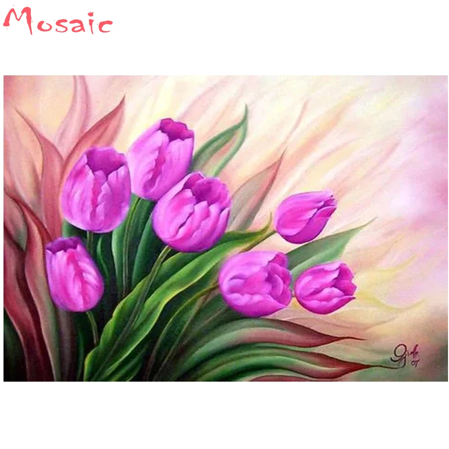 Алмазная вышивка в комнату 5D тюльпаны цветы|Алмазная мозаика и вышивка| |
