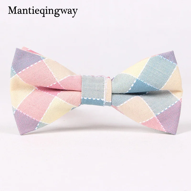 Mantieqingway Формальные Для Мужчин's Бизнес с бантом модные клетчатые Галстуки для