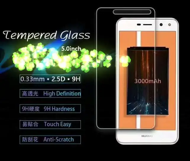 100 шт./лот Премиум Закаленное стекло Фильм Экран протектор для Huawei Y7/Y3 2017/Y5 2017/Honor 6A