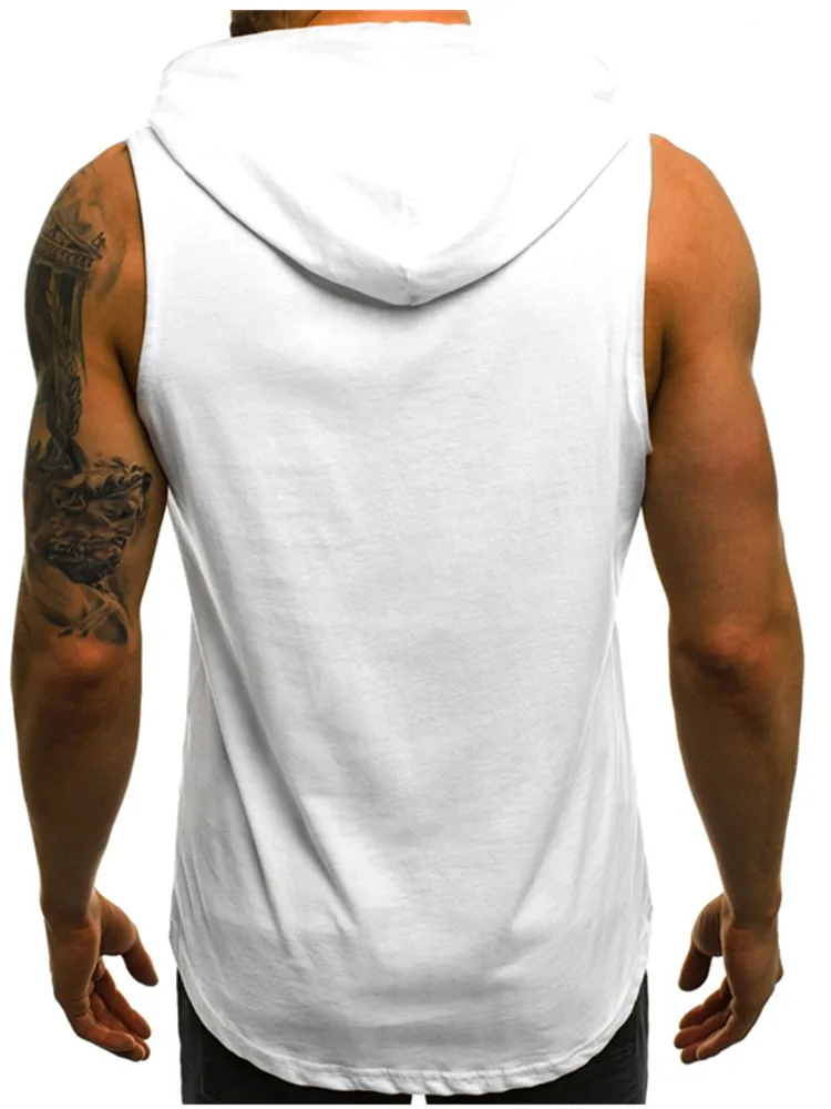 Мужская хлопковая толстовка без рукавов бодибилдинг тренировка майка топы