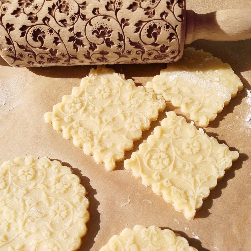 Рождественская Скалка Выгравированная резная деревянная тисненая кухонный
