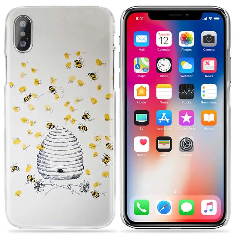 Чехол для iPhone XS Max XR X 10 7 7S 8 6 6S Plus 5S SE 5 4S 4 5C Прозрачный жесткий пластиковый чехол для телефона Золотой медовый гребень медовая пчела
