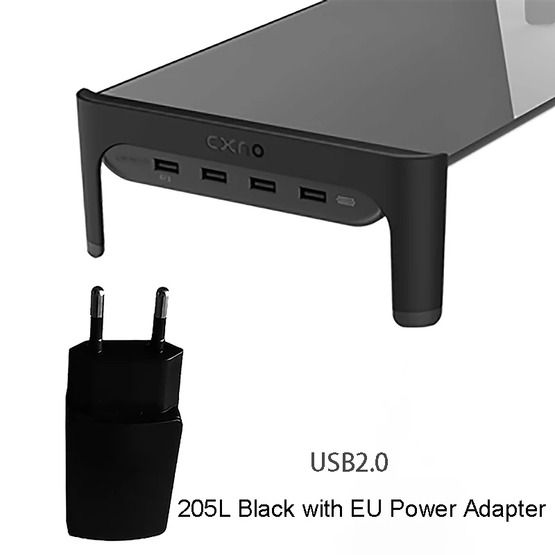 EU Plug-USB2.0-Black Настольный монитор для ноутбука, подставка для ноутбука, нескользящая настольная стойка с 4 портами usb-хаб, передача данных и быстрое зарядное устройство 501л - Цвет: EU Plug-USB2.0-Black