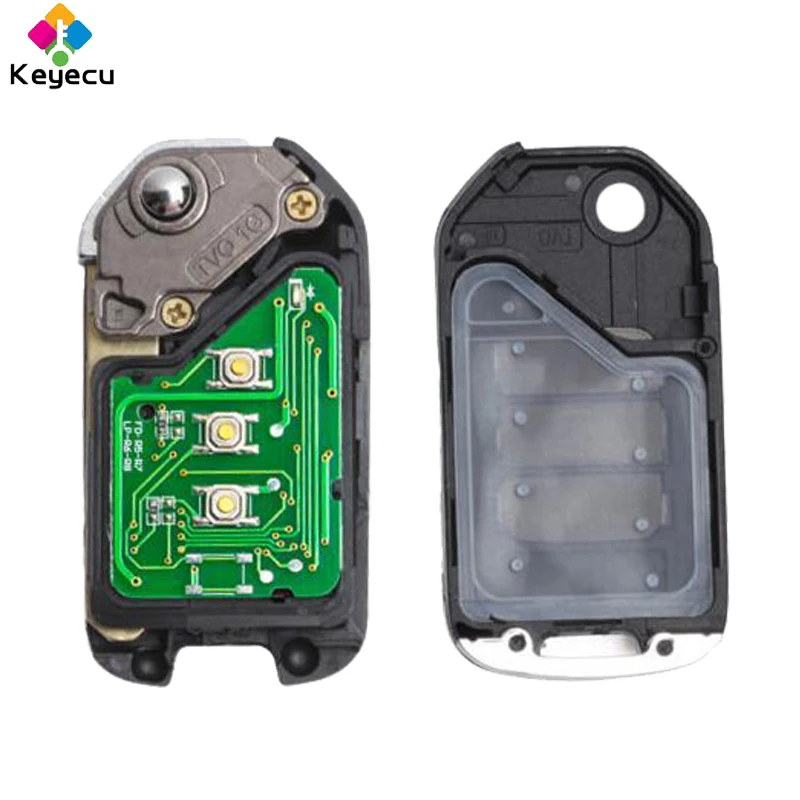 Запасной складной ключ KEYECU для автомобиля с дистанционным управлением 3 кнопки 433