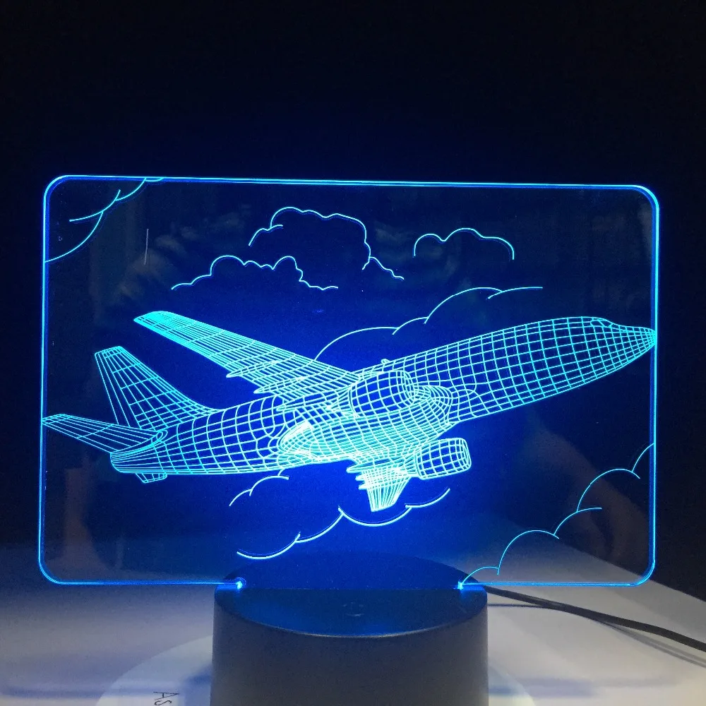 Истребитель 3D ночной Светильник Новинка Светодиодный плоскости настольная