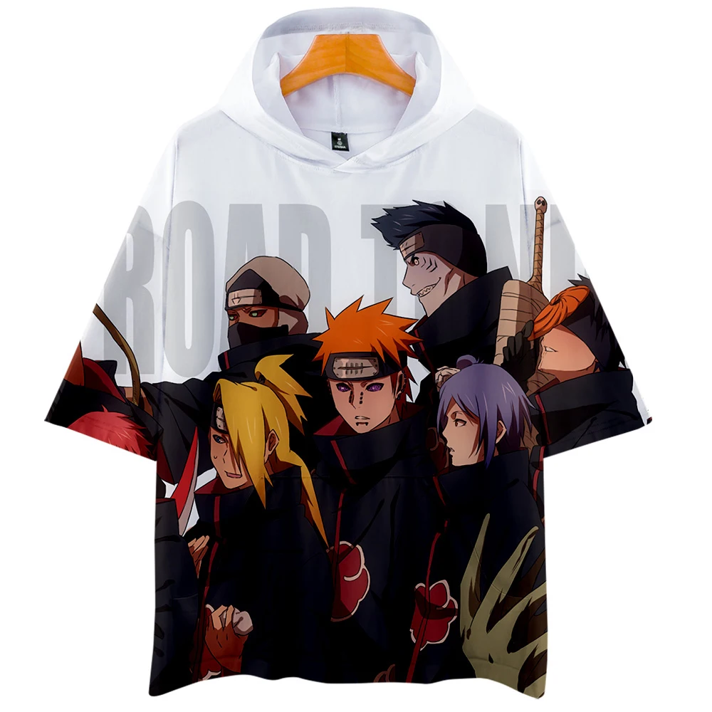 Футболка с капюшоном наруто удзумаки учиха саске футболка анимек какаро cos лидер продаж коротким рукавом