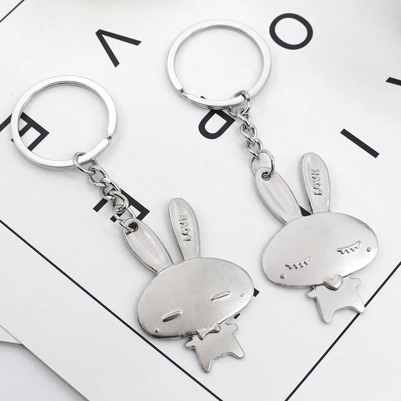 2 Piece Fashion Couple Key Chain Creative Animal Rabbit Pendant Alloy Men And Women Trend Gift Jewelry | Украшения и аксессуары