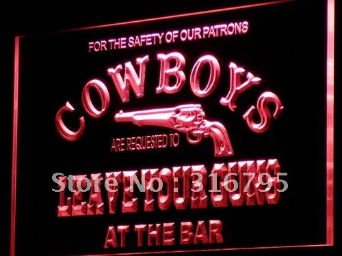 I783 Cowboys оставляет пистолеты Бар Пиво светодиодные неоновые световые знаки