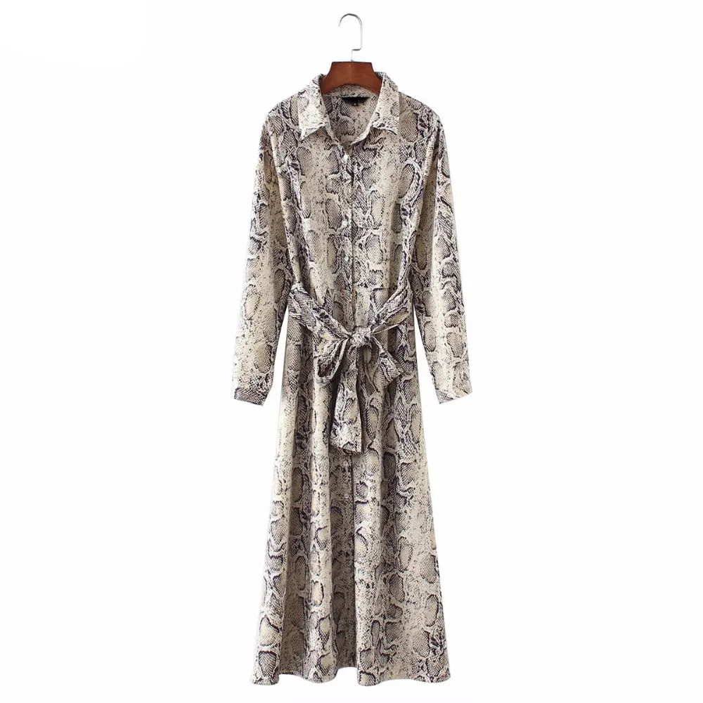 JOYINPARTY women leopard print ankle length dress bow tie sashes long sleeve retro ladies casual chic dresses vestidos | Женская одежда