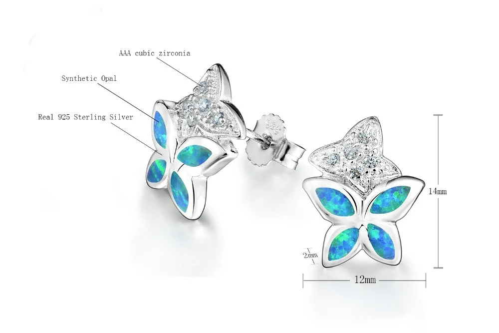 Реальные женские серьги с опалом и фианитом AAA|zirconia stud earring|opal earringsopal silver earrings |