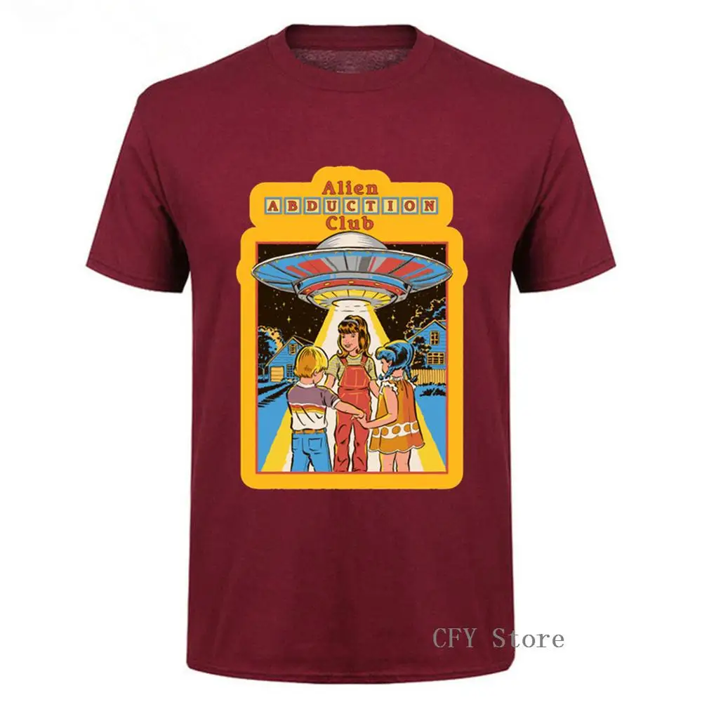 100% Cotton Alien Abduction Club UFO men shirt 2019 Summer High Quality Fashion short sleeve T-shirt | Мужская одежда