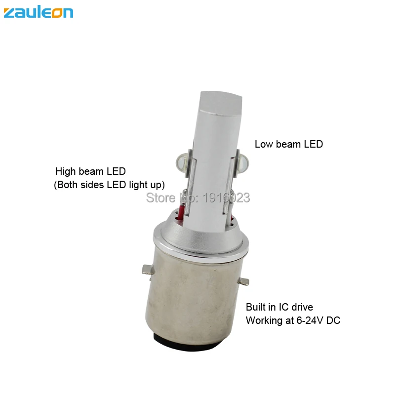 Zauleon 1 шт. BA20D светодиодный фара для мотоцикла 6 в 12 В DC 20 Вт 920LM Hi Lo луч скутер