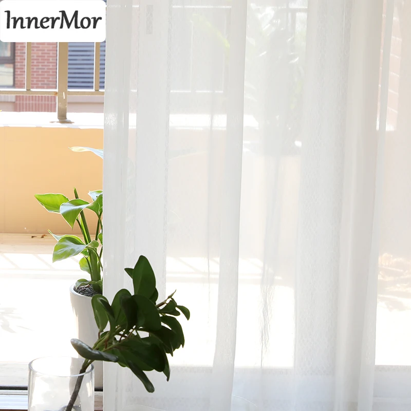 Innermor Твердые тюлевые шторы для гостиной жаккардовые мягкие Шторы кухни