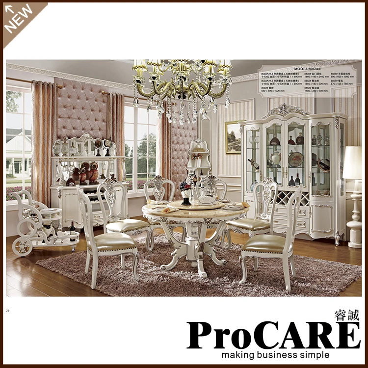 Натуральный твердый Деревянная мебель комплект один стол шесть стульев резьба