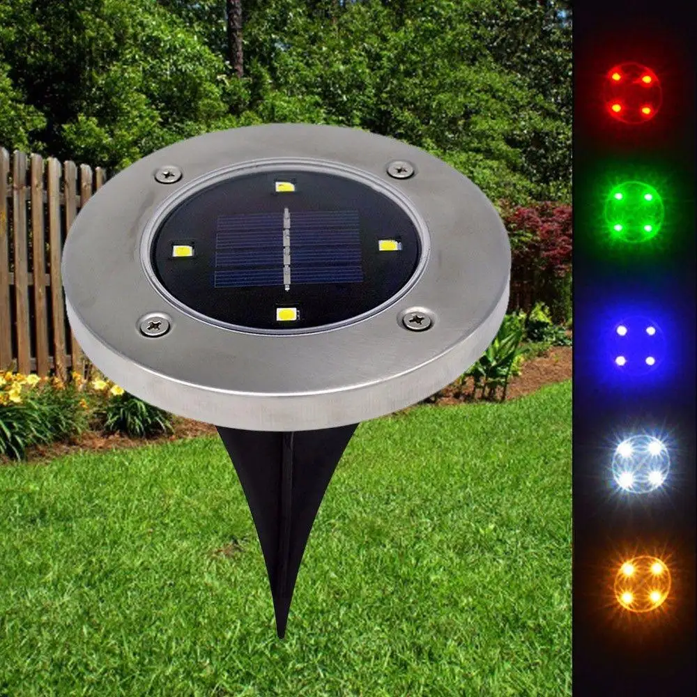 4LED солнечный светильник на солнечных батареях, наземный светильник, садовый светильник под землёй, наружный светильник для газона, дорожка, садовый настил, лампы