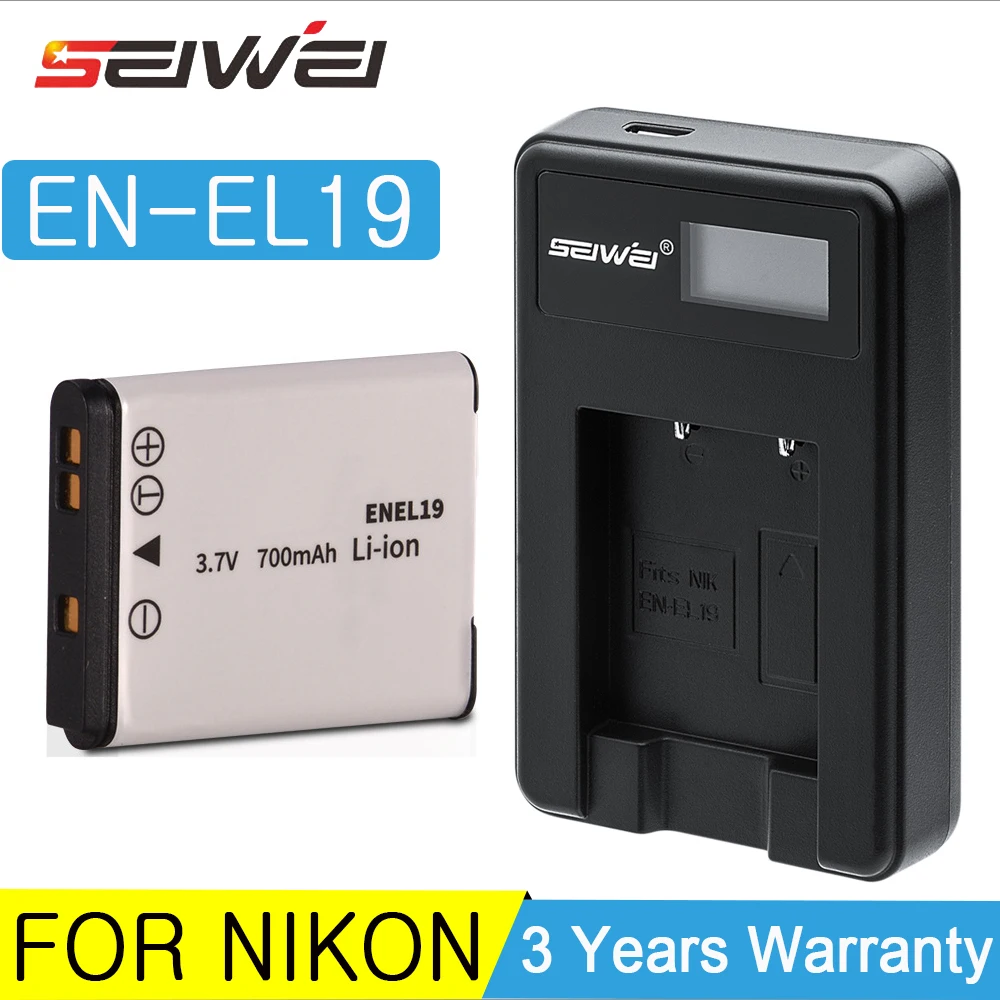 Аккумулятор EN EL19 для Nikon S3400 S3500 S4100 зарядное устройство с ЖК дисплеем и USB цифровой