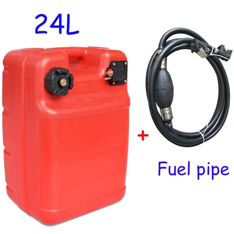 Красный пластиковый топливный бак 6,3 галлонов, портативный универсальный бензиновый бак 24 л для морского подвесного двигателя, лодочный мотор с топливной крышкой, топливный бак
