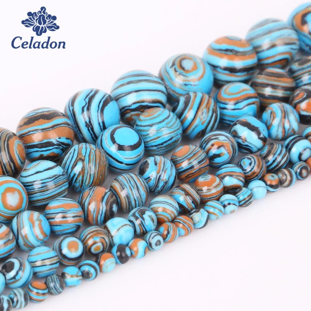 Новые модные бусины из искусственного синего малахита бусы для женщин Diy колье и