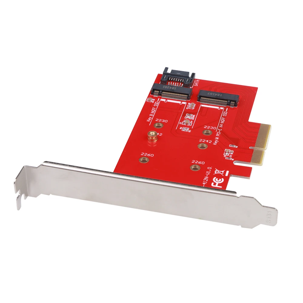 PCIe к M.2 NVMe SSD NGFF Riser Card M Key B SATA порт адаптер расширения NVME расширенный двойной
