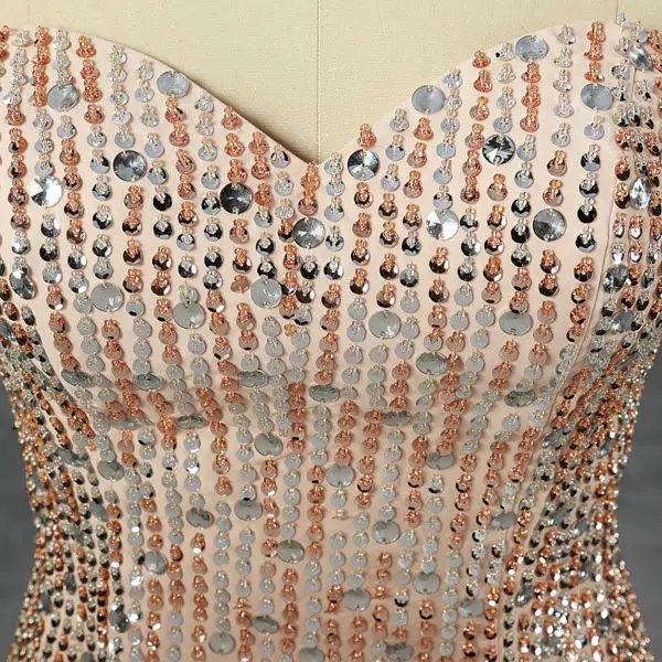 Розовое Moda милое ослепительное Прозрачное платье для выпускного вечера с разрезом спереди отражающие платья